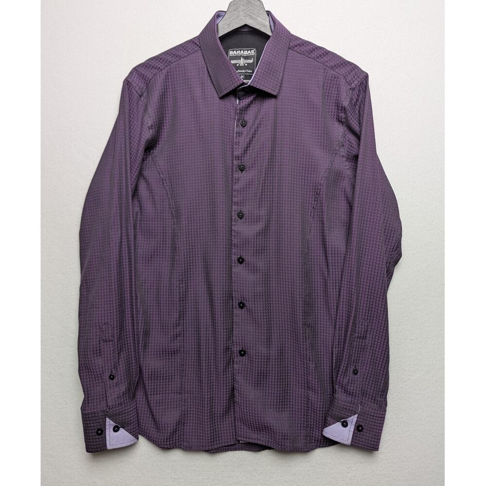 Barabas Men's Purple‎ Textured Dress Shirt Size M Modern Fit